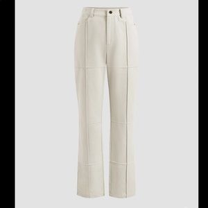 Stitching white flared trousers